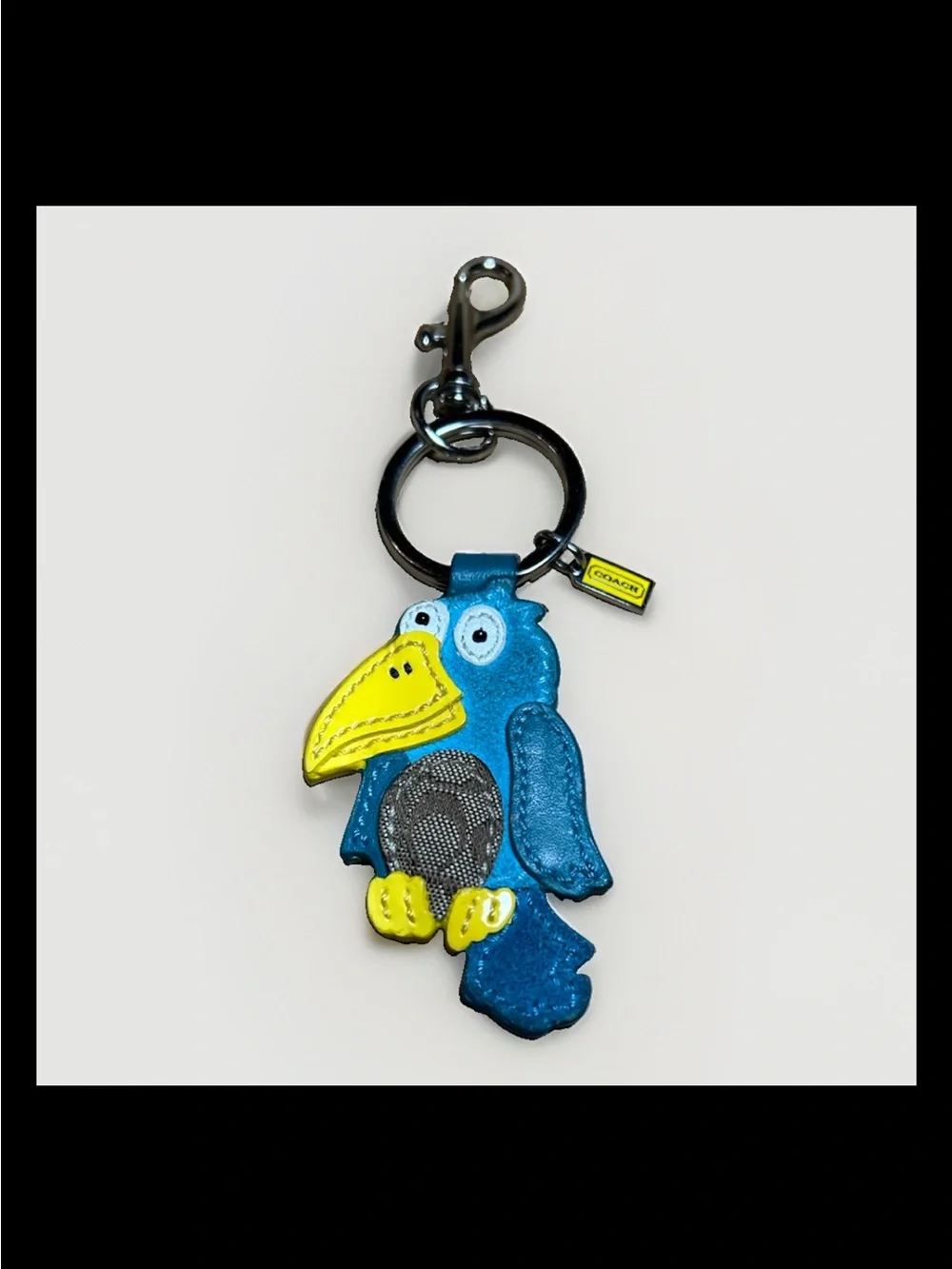 Coach Toucan Bird Bag Charm-Signature Canvas, Blue, Aqua, Yellow Leather, 2007